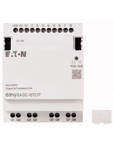 Extension E/S 24 V DC 8 entrées TOR 8 sorties transistor Push In 000197513 EATON EASY E4 DC 16TE1P