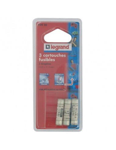 3 FUSIBLES A VOYANT 2A 8,5X31,5 LEGRAND 092920
