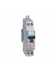 Disjoncteur Phase+Neutre DNX³4500 6kA arrivée et sortie borne à vis 1P+N 230V 10A courbe C 1 module LEGRAND 406773 2