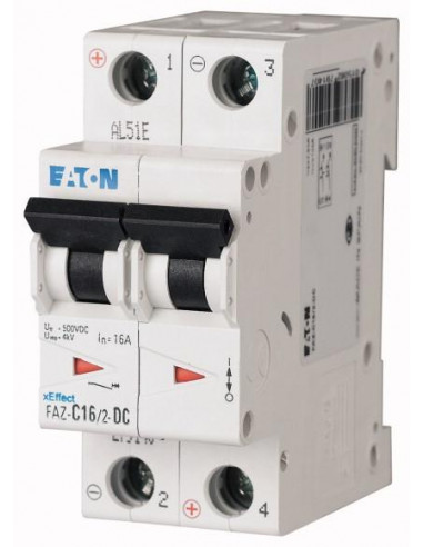 Disjoncteur modulaire 13A 2p courbe C DC 000279139 EATON FAZ C13/2 DC