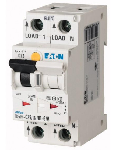 Disj. diff. Élec. FRBdM 10mA cbe C 1P+N Type G/A,20A 000168256 EATON FRBDM C20/1N/001 G/A
