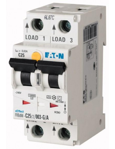 Disj. diff. Élec. FRBdM 30mA cbe C 2P Type G/A,20A 000168205 EATON FRBDM C20/2/003 G/A