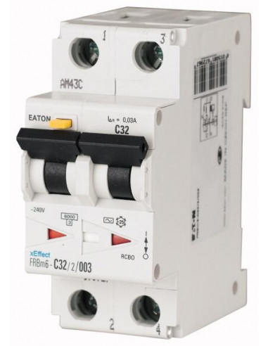 Disjoncteur différentiel 25A 300mA Courbe B 2p Type A 000177862 EATON FRBM6 B25/2/03 A