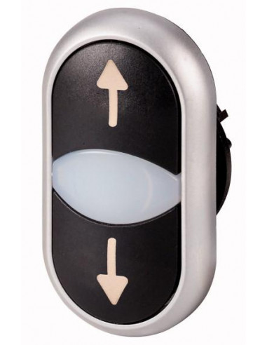 Bouton-poussoir double +voyant lumineux levier pivotant symbole flèche EATON M22-DDL-S-X7/X7