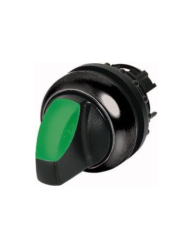 Commutateur rotatif lumineux 2 positions vert à accrochage EATON M22S-WRLK-G