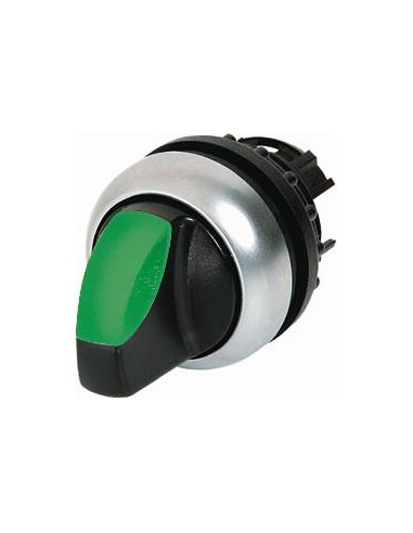 Commutateur rotatif lumineux 2 positions vert à accrochage EATON M22-WRLK-G