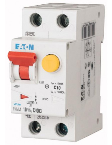 Disj. diff. PKNM 1P+N 10A 300mA/cbe C/AC 000236079 EATON PKNM-10/1N/C/03-MW