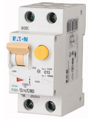 Disj. diff. PKNM 1P+N 13A 30mA/cbe C/AC 000236140 EATON PKNM-13/1N/C/003-MW