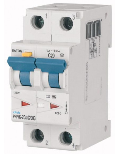 Disj. diff. 2X20A 30mA 10kA type AC/ cbe C 000111626 EATON PKPM2-20/2/C/003