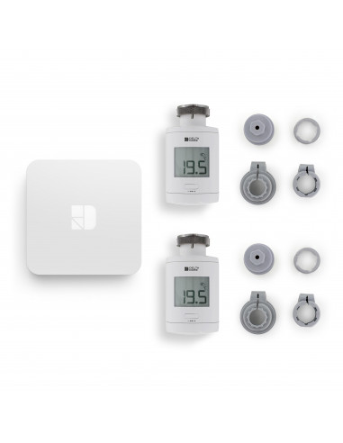 2 têtes thermostatiques intelligentes avec accessoires Pack TRV 1.0 connecté DELTA DORE 6050664