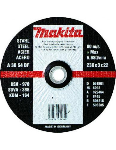 Disque à tronçonner métal pour meuleuses 125x22,23MM 2,5MM A30R MAKITA A-85313