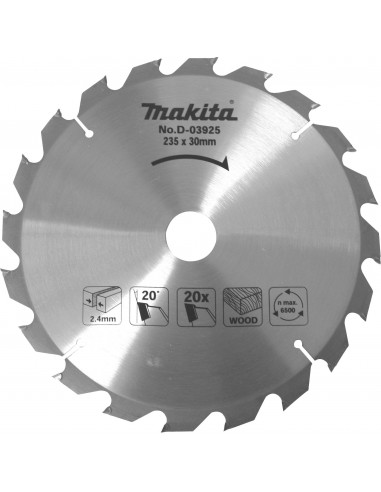 Lame carbure bois standard pour scies circulaires 165/20/24 MAKITA D-03333