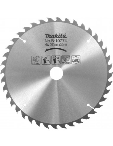 Lame carbure bois 260X30.0 pour scie à onglet MLS100 MAKITA JM27000097