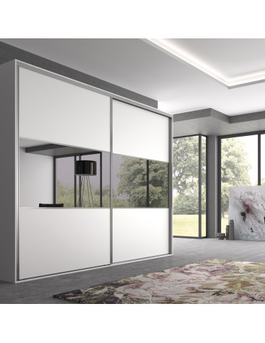 Système coulissant armoires à 2 portes avec roulement inférieur Placard 90 profils Vall et fermeture amortie EMUCA 6030962