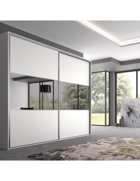 Système coulissant armoires à 2 portes avec roulement inférieur Placard 90 profils Vall et fermeture amortie EMUCA 6030962