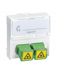Prise 2 traversées fibre optique SC/APC simplex Mosaic 2 modules blanc LEGRAND 078614