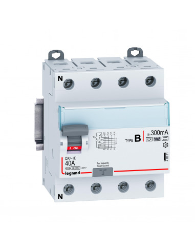 Interrupteur différentiel DX³-ID vis 4P 40A TypeB 300mA 4 modules LEGRAND 411971