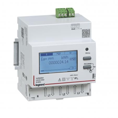 Compteur modulaire triphasé EMDX³ MID raccordement direct 63A 4 modules avec sortie RS 485 LEGRAND 412093