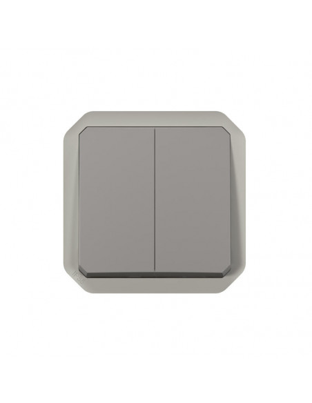 Commande double interrupteur ou poussoir Plexo composable gris LEGRAND 069525L