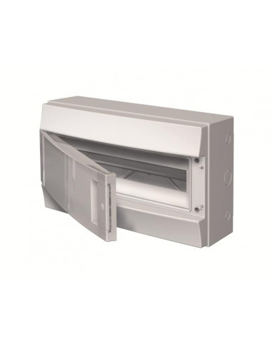 Mistral65H- Coffret Etanche-1 Rangée -18 modules -Porte Opaque-RAL7035-GWT 750°c 1SLM006500A2113 ABB H65P18X110750
