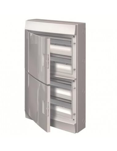 Mistral65H- Coffret Etanche-4R x 18 modules -Porte Opaque-RAL7035-GWT 750°c 1SLM006500A2119 ABB H65P18X410750