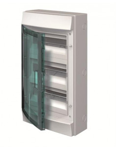 Mistral65H- Coffret Etanche-3R x 12 modules-Porte Transp.-RAL7035-GWT 750°c 1SLM006500A2216 ABB H65P12X320750