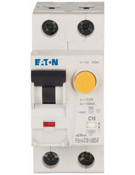 Disjoncteur différentiel 16 A 30 mA C 1p+N type F 000193483 EATON FRBmM-C16/1N/003-F