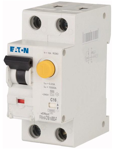 Disjoncteur différentiel 16 A 30 mA C 1p+N type F 000193483 EATON FRBmM-C16/1N/003-F