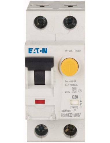 Disjoncteur différentiel 20 A 30 mA C 1p+N type F 000193484 EATON FRBmM-C20/1N/003-F