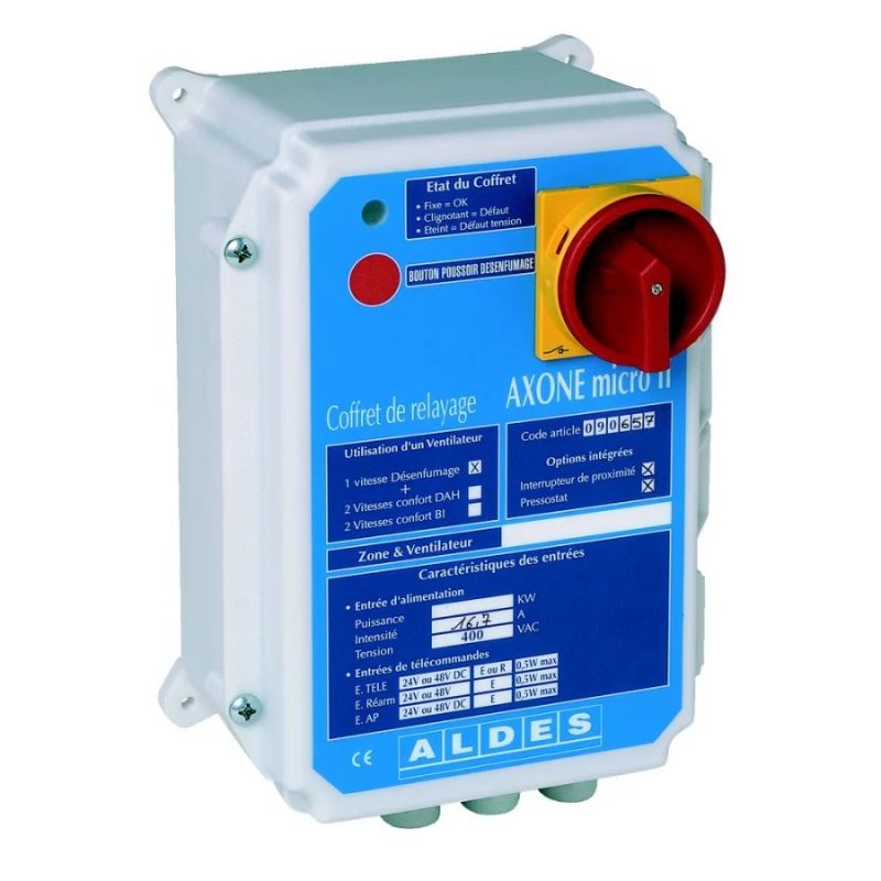AXONE Micro II 1 Vitesse/Désenfumage Triphasé 4.7A+Inter Proximité+Pressostat ALDES 11090649