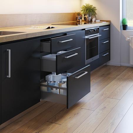 Kit de tiroir pour cuisine et salle de bain Vertex de hauteur 93 mm avec panneaux incluses. EMUCA 3173235
