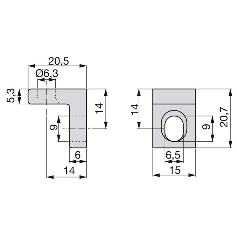 Ã‰querre d'assemblage pour meubles 20.5 x 20.7 mm EMUCA 4020907