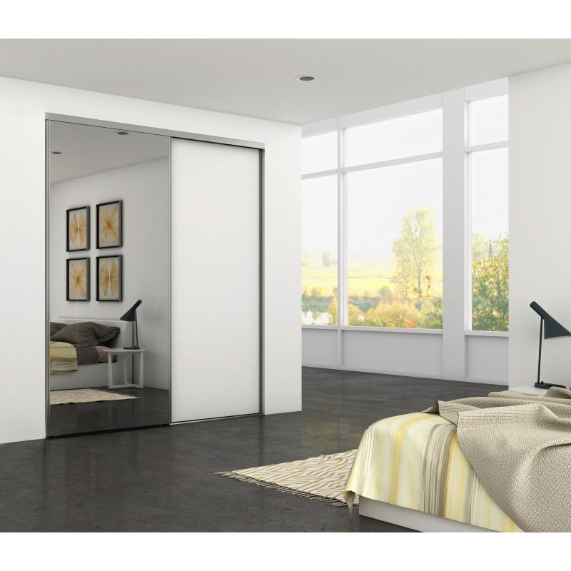 Système coulissant pour armoires à 2 portes avec roulement inférieur avec profils Wave et fermeture amortie EMUCA 6030462