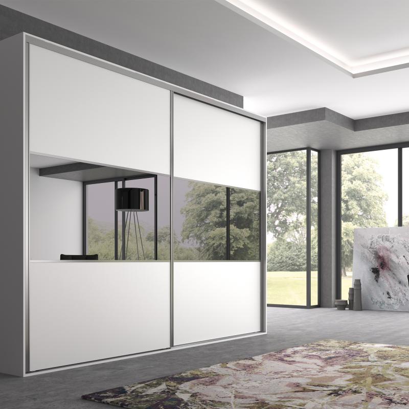 Système coulissant armoires à 2 portes avec roulement inférieur Placard 90 profils Vall et fermeture amortie EMUCA 6030962