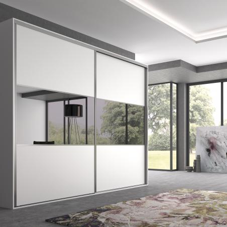 Système coulissant armoires à 2 portes avec roulement inférieur Placard 90 profils Vall et fermeture amortie EMUCA 6030962