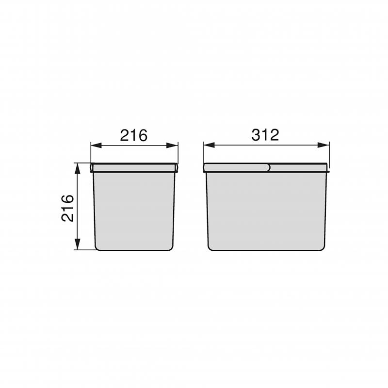 Poubelles pour tiroir de cuisine Recycle Hauteur 216 EMUCA 8197623