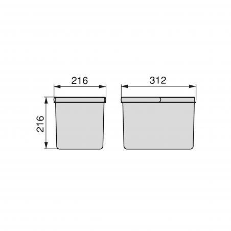 Poubelles pour tiroir de cuisine Recycle Hauteur 216 EMUCA 8197623