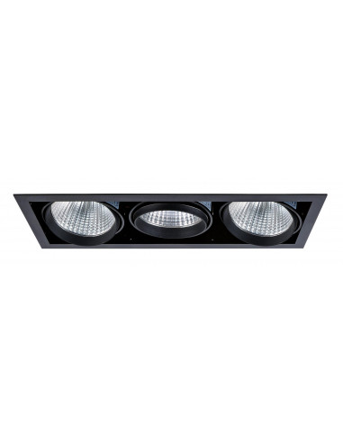 KIT QUADRA TERTIO -Downlight orient. noir, 3 mod. LED 34W 4000K 40° 3400lm incl ARIC 51276