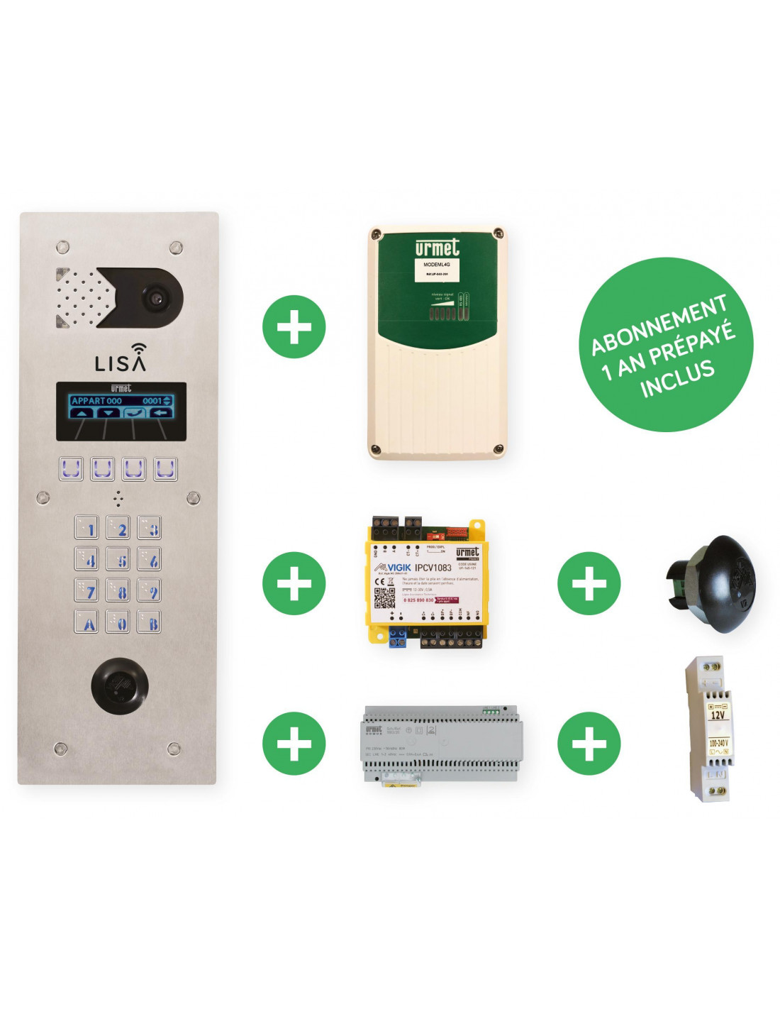Pack interphone complet lisa av/plat 1an 21630 URMET PCL0150/1