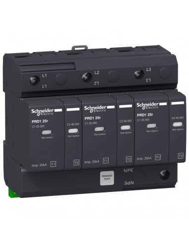 Acti9 parafoudre PRD1 25r débrochable 3P 350V report signalisation SCHNEIDER 16331
