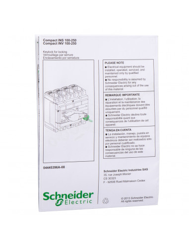 Compact INS/INV verrouillage serrure Ronis ou Profalux dispositif mécanique SCHNEIDER 31087