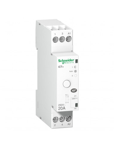 Contacteur silencieux Acti9 iCT+ HC à commande manuelle 1 Pôle 20A 230VCA SCHNEIDER A9C15031