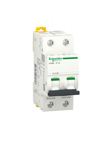 Disjoncteur Acti9 iC60N 2 Pôles 1A courbe D SCHNEIDER A9F75201