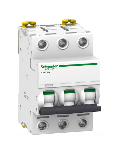 Acti9 iC60L disjoncteur à déclenchement instantané courbe MA 3 Pôles 16A SCHNEIDER A9F90316
