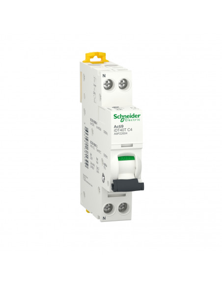 Acti9 iDT40T disjoncteur modulaire 1P+N 4A courbe C 4500A/6kA SCHNEIDER A9P22604