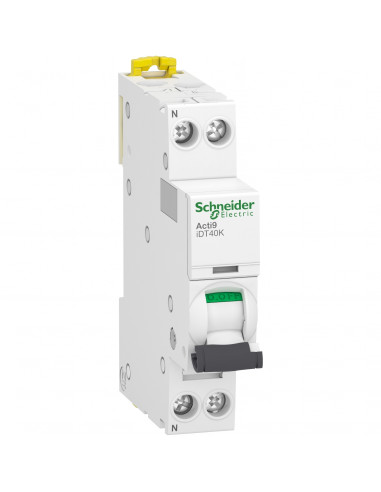 Acti9 iDT40K disjoncteur modulaire 1P+N 6A courbe C 4500A/4,5kA SCHNEIDER A9P71606