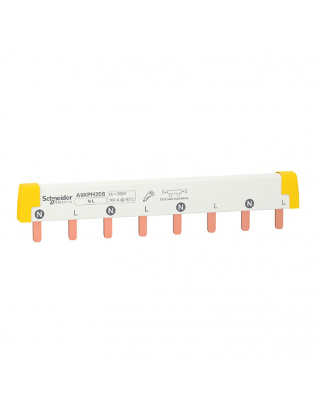 Acti9 iC60 peigne de raccordement à dents 2 Pôles 100A 8 modules de 18mm SCHNEIDER A9XPH208