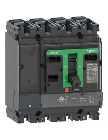 ComPacT NSX100HB1 disjoncteur TM-D 80A 4P4D 75kA montage fixe SCHNEIDER C10V4TM080