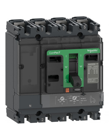 ComPacT NSX250H disjoncteur TM-D 200A 4P3D 70kA montage fixe SCHNEIDER C25H6TM200