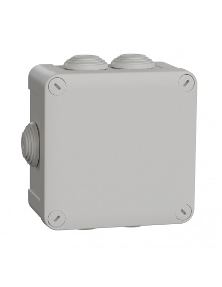 Mureva Box boite de dérivation IP55 + embouts + bornier 105x105x55 gris SCHNEIDER ENN05205